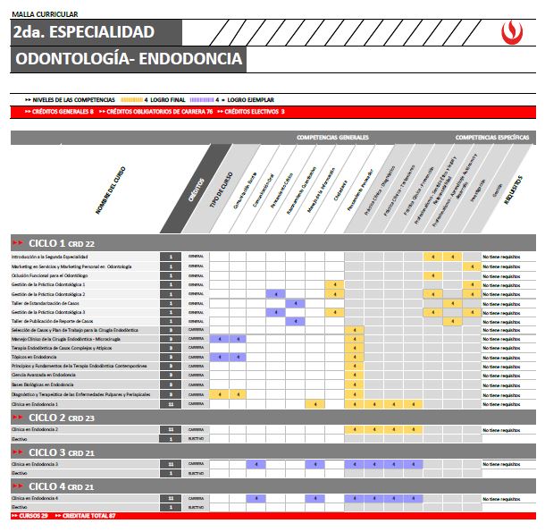 Malla curricular - Endodoncia